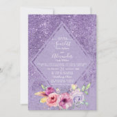 Elegant roze lavender glitter floral Weddenschap Kaart (Voorkant)