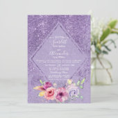 Elegant roze lavender glitter floral Weddenschap Kaart (Staand voorkant)