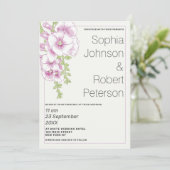 Elegant roze lavender munt green floral bruiloft kaart (Staand voorkant)