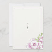 Elegant roze lavender munt green floral bruiloft kaart (Achterkant)