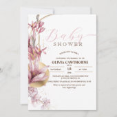 Elegant Roze Lelies Girly Baby shower Party Kaart (Voorkant)