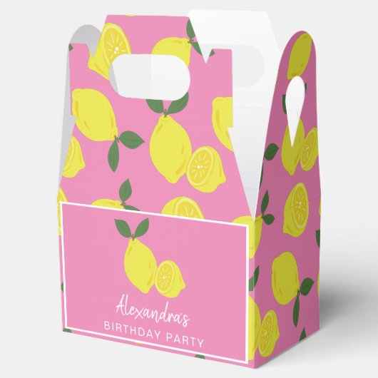 Elegant roze lemon Party Favor Box Bedankdoosjes (Geopend)