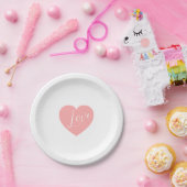 Elegant Roze Liefdes Hart Script Persoonlijk Feest Papieren Bordje (Feest)