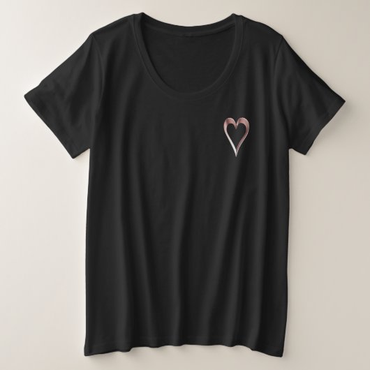 Elegant roze liefdessymbool Faux Roos Gold Heart Grote Maat T-shirt (Design voorkant)