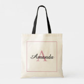 Elegant Roze Lijst Handgeschreven Naam Monogramed Tote Bag (Achterkant)