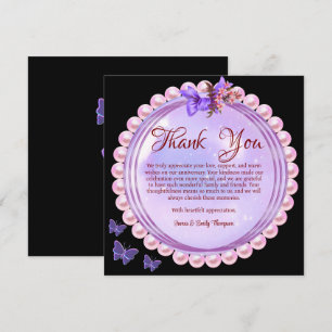 Elegant Roze & Lila Pearl Wedding Jubileum Bedankkaart