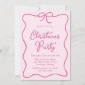 Elegant roze lint boog kerstfeest kaart (Voorkant)