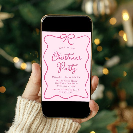 Elegant roze lint boog kerstfeest kaart