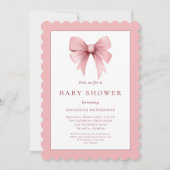 Elegant Roze Lint Bow Baby shower Kaart (Voorkant)