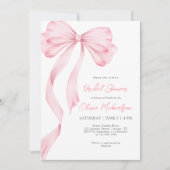 Elegant Roze Lint Bow Coquette Vrijgezellenfeest Kaart (Voorkant)