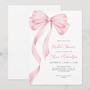 Elegant Roze Lint Bow Coquette Vrijgezellenfeest Kaart