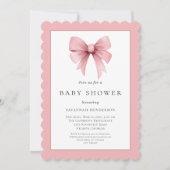 Elegant Roze Lint Bow Meisje Baby shower Kaart (Voorkant)