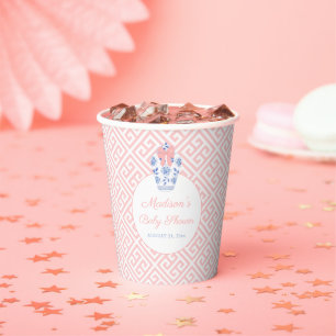 Elegant Roze Lint Ginger Jar Baby shower Party Papieren Bekers