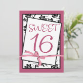 elegant roze lint zoet 16 kaart (Staand voorkant)