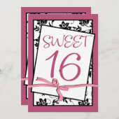 elegant roze lint zoet 16 kaart (Voorkant / Achterkant)