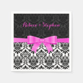 Elegant Roze Lint Zwart & Wit Damasks 2 Servetten (Voorkant)