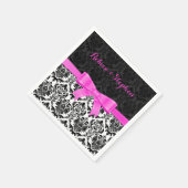 Elegant Roze Lint Zwart & Wit Damasks 2 Servetten (Hoek)