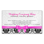 Elegant Roze Lint Zwart & Wit Damasks 2 Visitekaartje Magneet (Voorkant)