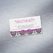 Elegant Roze Lint Zwart & Wit Damasks Visitekaartje Magneet (Voorbeeld)