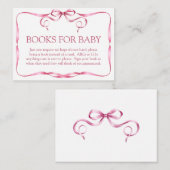 Elegant roze lintboeken voor Baby Informatiekaartje (Voorkant / Achterkant)