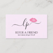 Elegant roze lippen handgeschreven script kalligra aanbevelingskaartje (Voorkant)