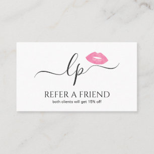 Elegant roze lippen handgeschreven script kalligra aanbevelingskaartje