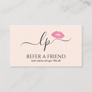 Elegant roze lippen handgeschreven script kalligra aanbevelingskaartje