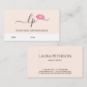 Elegant roze lippen handgeschreven script kalligra afsprakenkaartje (Voorkant / Achterkant)