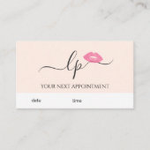 Elegant roze lippen handgeschreven script kalligra afsprakenkaartje (Voorkant)