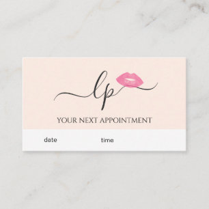 Elegant roze lippen handgeschreven script kalligra afsprakenkaartje
