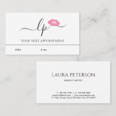 Elegant roze lippen handgeschreven script kalligra afsprakenkaartje (Voorkant / Achterkant)