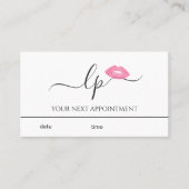 Elegant roze lippen handgeschreven script kalligra afsprakenkaartje (Voorkant)