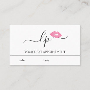 Elegant roze lippen handgeschreven script kalligra afsprakenkaartje