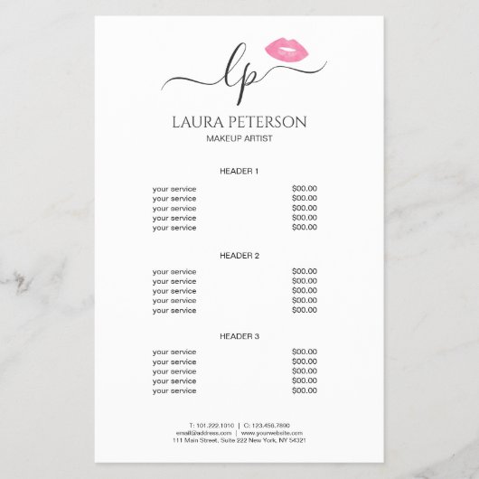 Elegant roze lippen handgeschreven script kalligra flyer (Voorkant)