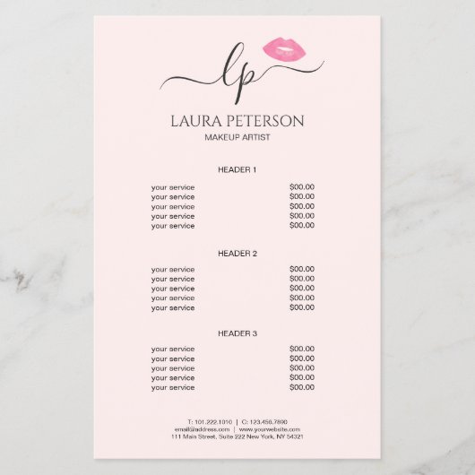 Elegant roze lippen handgeschreven script kalligra flyer (Voorkant)