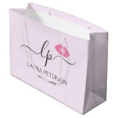 Elegant roze lippen handgeschreven script kalligra groot cadeauzakje (Achterkant Gekanteld)