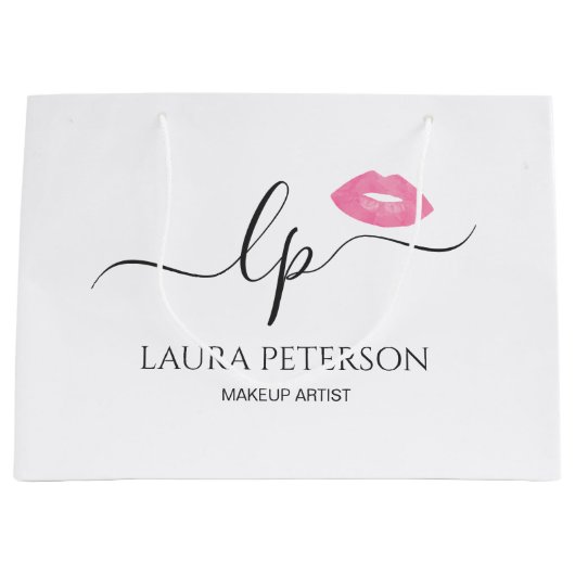 Elegant roze lippen handgeschreven script kalligra groot cadeauzakje (Voorkant)