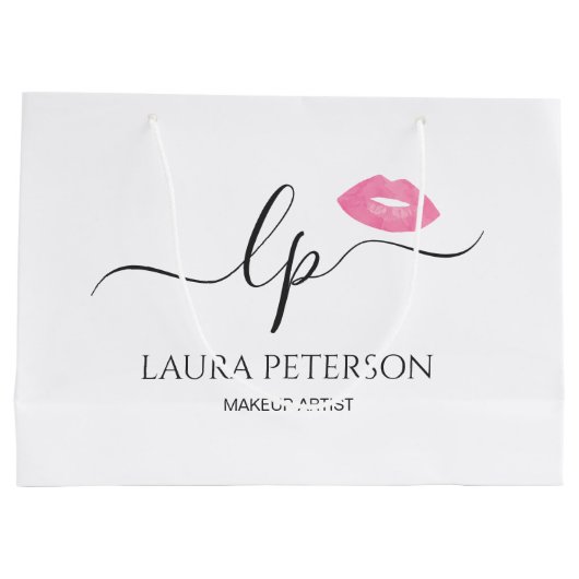 Elegant roze lippen handgeschreven script kalligra groot cadeauzakje (Achterkant)