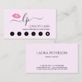 Elegant roze lippen handgeschreven script kalligra klantenkaartje (Voorkant / Achterkant)