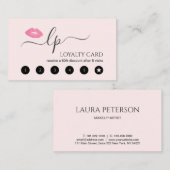 Elegant roze lippen handgeschreven script kalligra klantenkaartje (Voorkant / Achterkant)