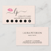 Elegant roze lippen handgeschreven script kalligra klantenkaartje (Voorkant / Achterkant)