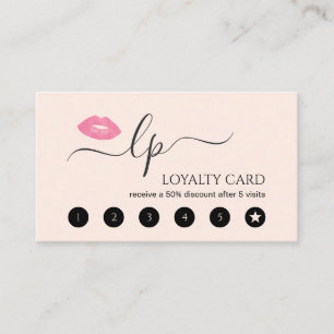Elegant roze lippen handgeschreven script kalligra klantenkaartje