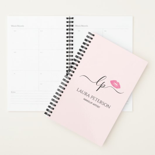 Elegant roze lippen handgeschreven script kalligra planner (Display)