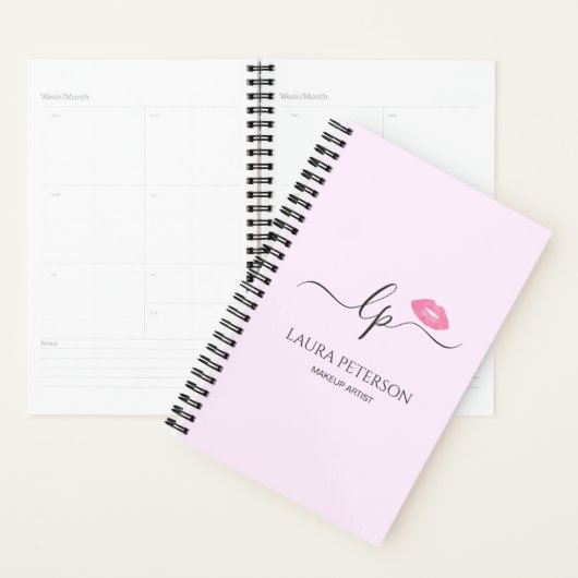 Elegant roze lippen handgeschreven script kalligra planner (Display)