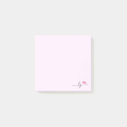 Elegant roze lippen handgeschreven script kalligra post-it® notes (Voorkant)