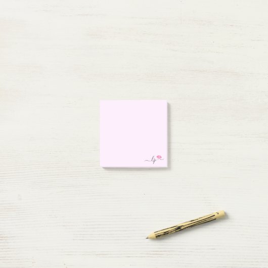 Elegant roze lippen handgeschreven script kalligra post-it® notes (Op bureau)