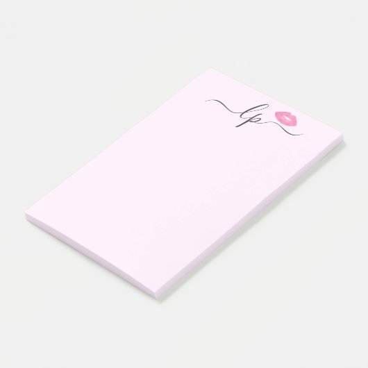 Elegant roze lippen handgeschreven script kalligra post-it® notes (Schuin)