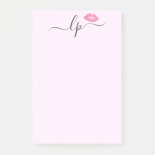 Elegant roze lippen handgeschreven script kalligra post-it® notes (Voorkant)