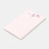 Elegant roze lippen handgeschreven script kalligra post-it® notes (Schuin)