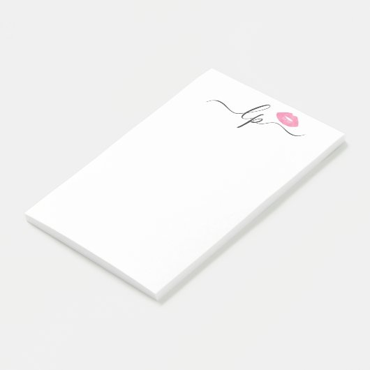 Elegant roze lippen handgeschreven script kalligra post-it® notes (Schuin)